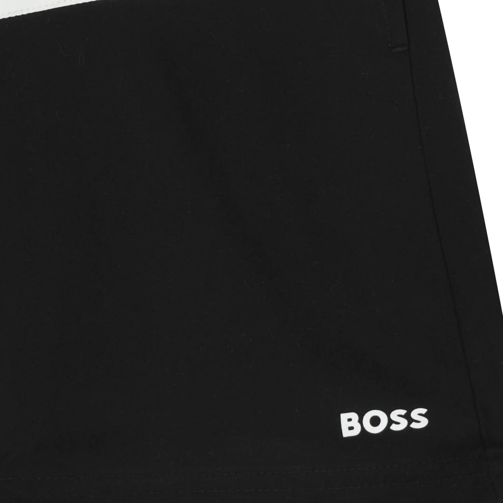 מכנסי שורט BOSS שילוב צבעים קונטרסטי לילדים BLACK / 4Y
