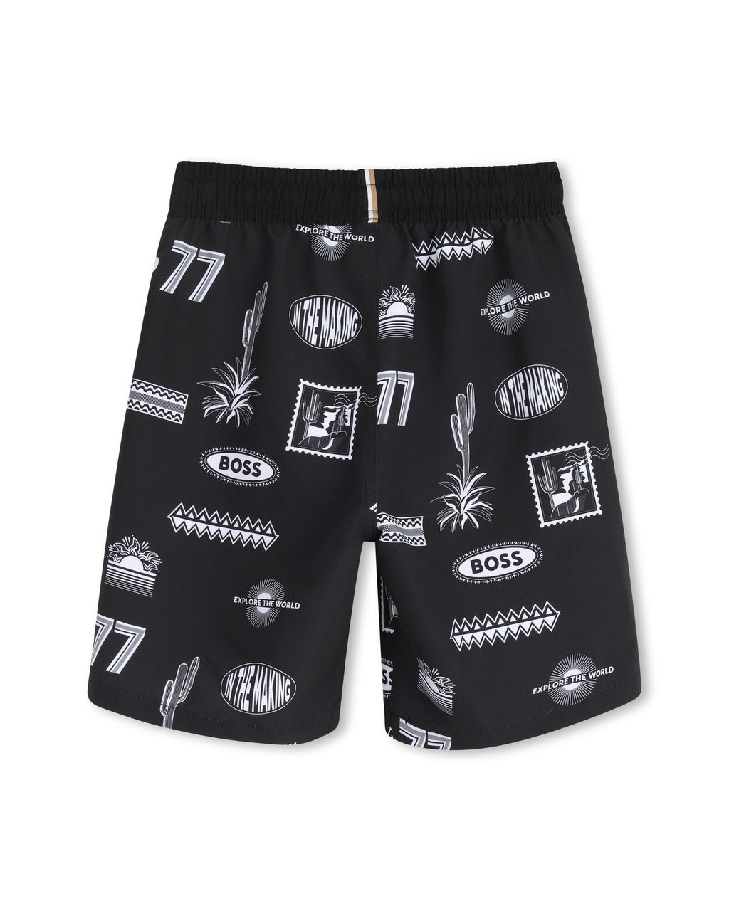 מכנסי שורט BOSS דוגמת לוגו מלאה לילדים BLACK / 4Y