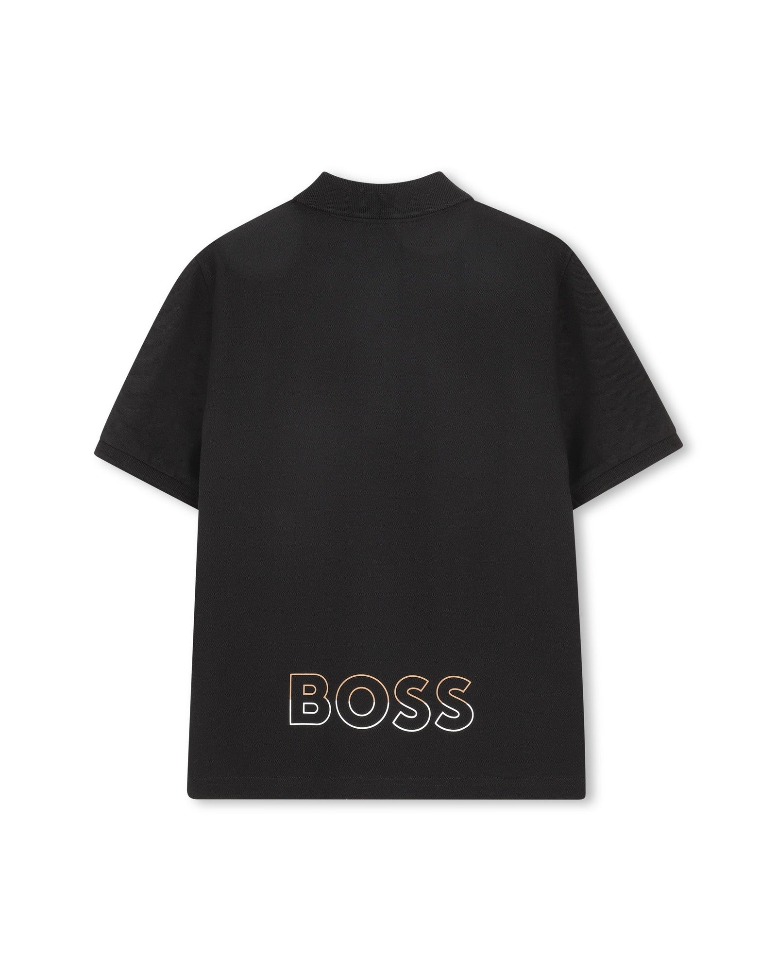 חולצת צווארון BOSS נגיעות צבע קונטרסטיות לילדים BLACK / 4Y