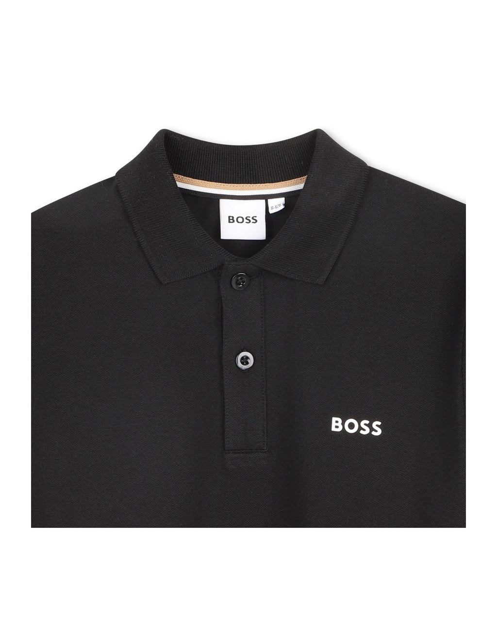 חולצת צווארון BOSS נגיעות צבע קונטרסטיות לילדים BLACK / 4Y