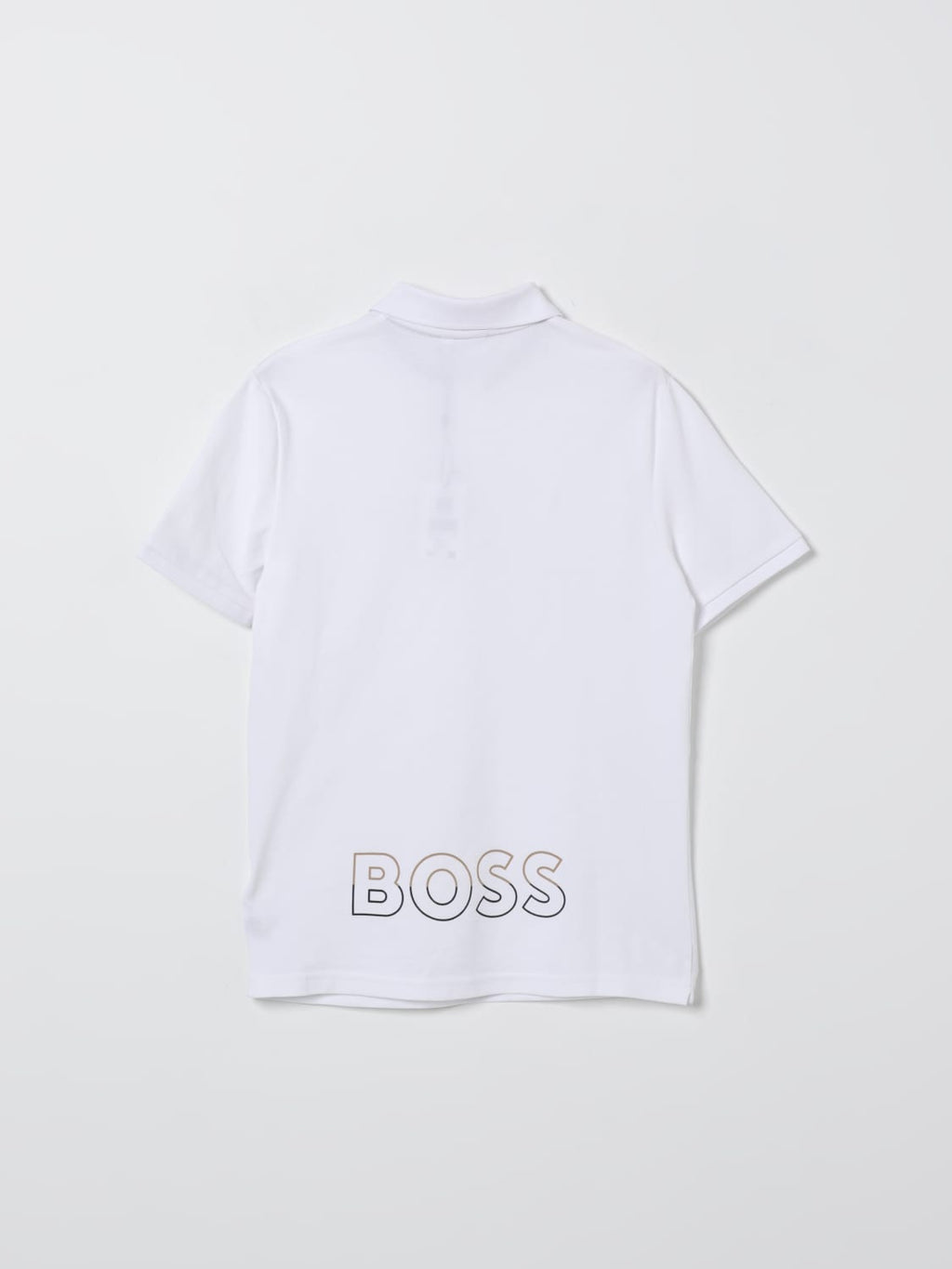 חולצת צווארון BOSS נגיעות צבע קונטרסטיות לילדים BEIGE / 4Y