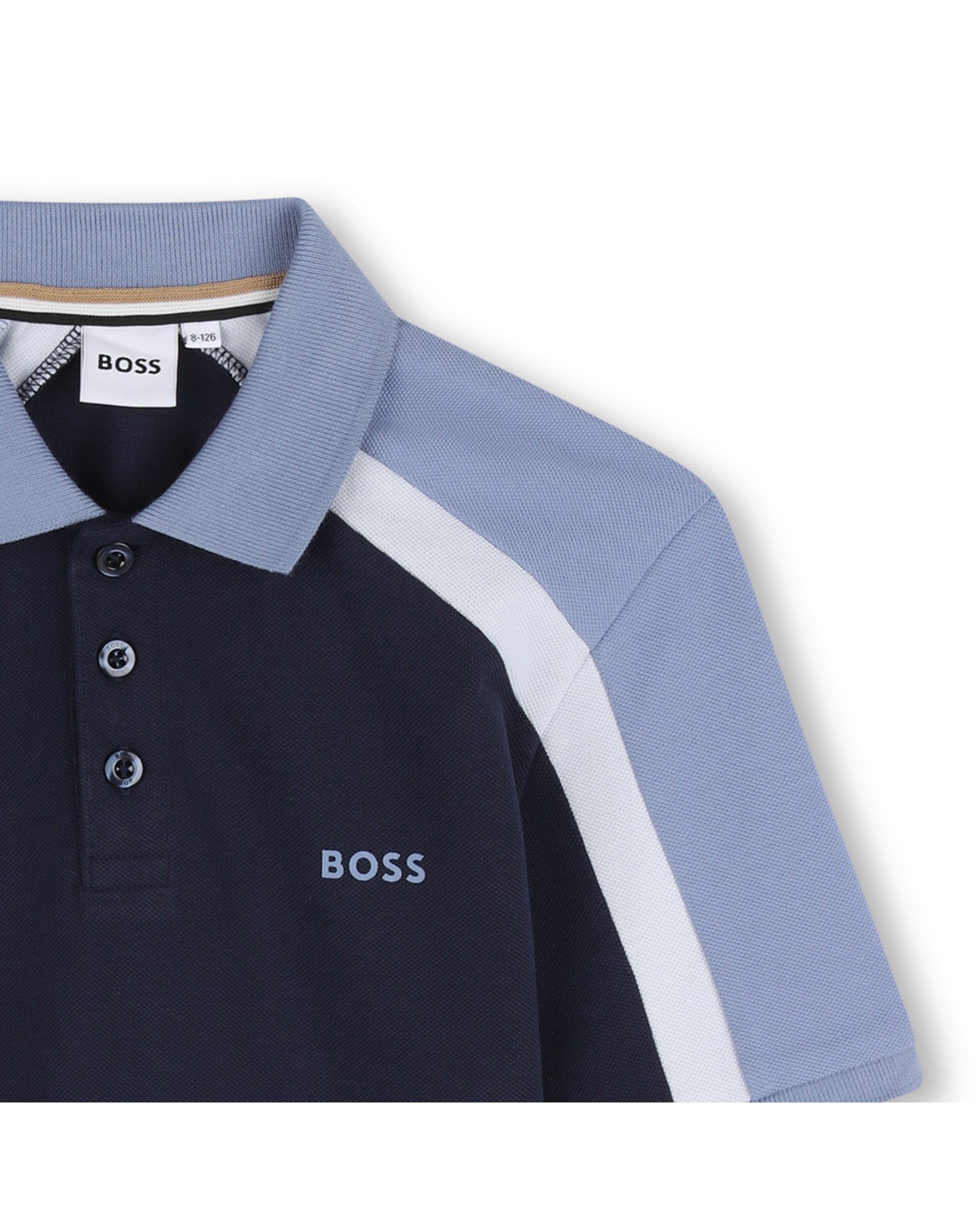 חולצת צווארון BOSS בלוק צבע ורוד לילדים BLUE / 4Y