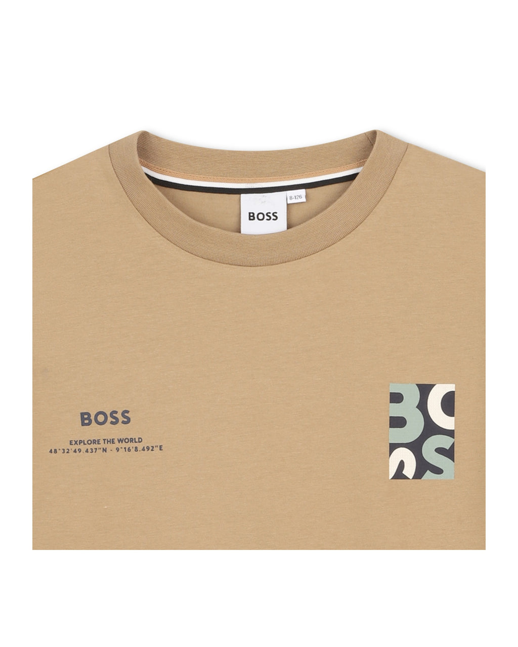 חולצת טישרט BOSS לוגו קטן וחזית נקייה לילדים BLUE / 4Y
