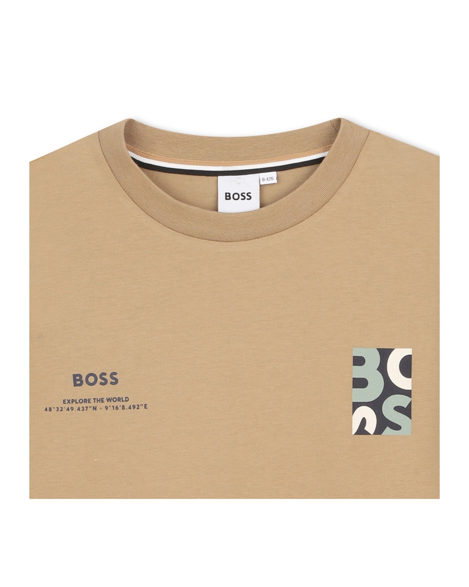 חולצת טישרט BOSS לוגו קטן וחזית נקייה לילדים BLUE / 4Y