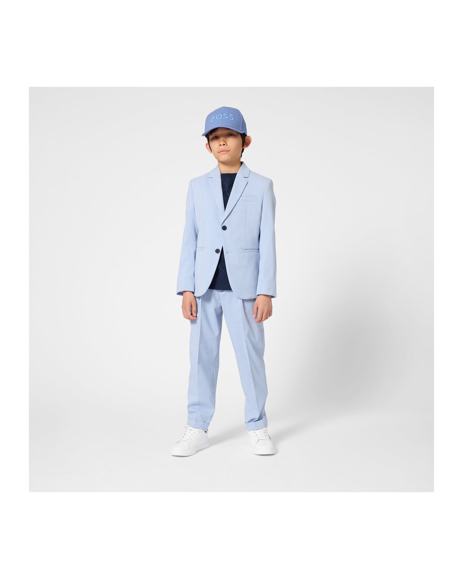 חולצת טישרט BOSS פס צד צבעוני לילדים BLUE / 4Y