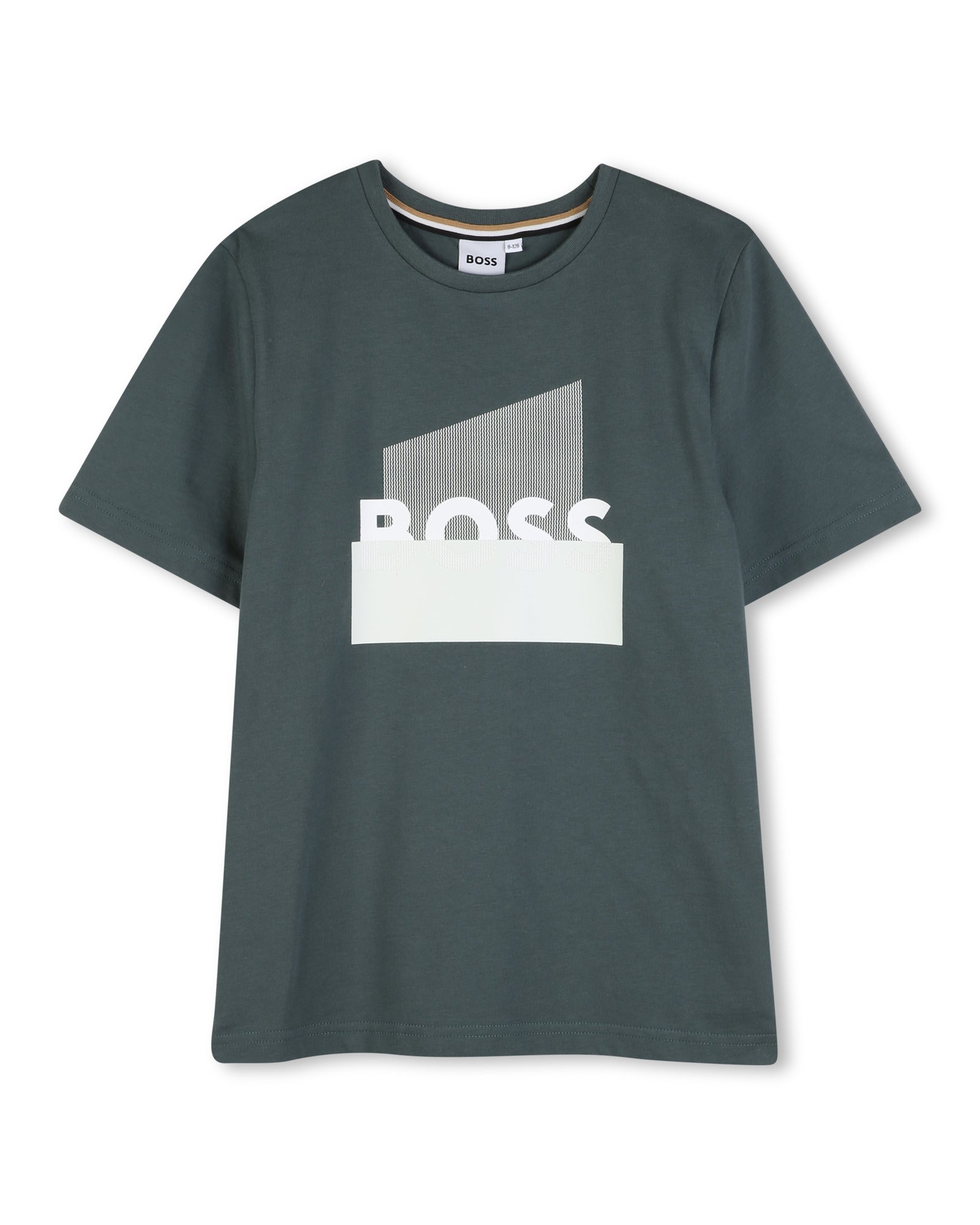 חולצת טישרט BOSS הדפס מרכזי בולט לילדים Green / 4Y