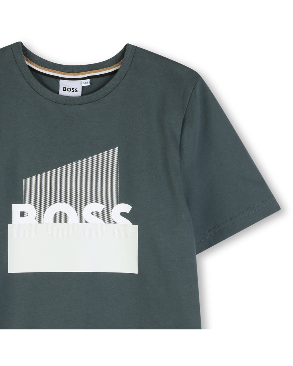 חולצת טישרט BOSS הדפס מרכזי בולט לילדים Green / 4Y