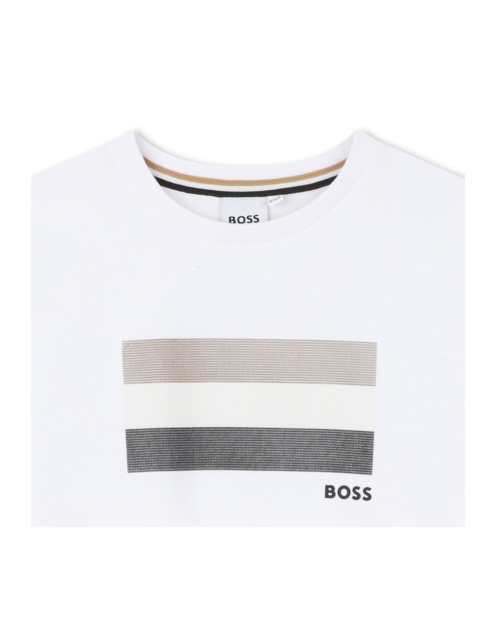 חולצת טישרט BOSS מיתוג חזה עדין לילדים BEIGE / 4Y