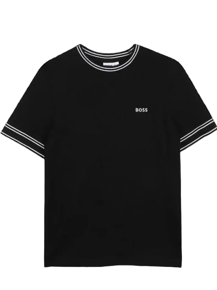 חולצת טישרט BOSS מסגרת לוגו קונטרסטית לילדים BLACK / 4Y
