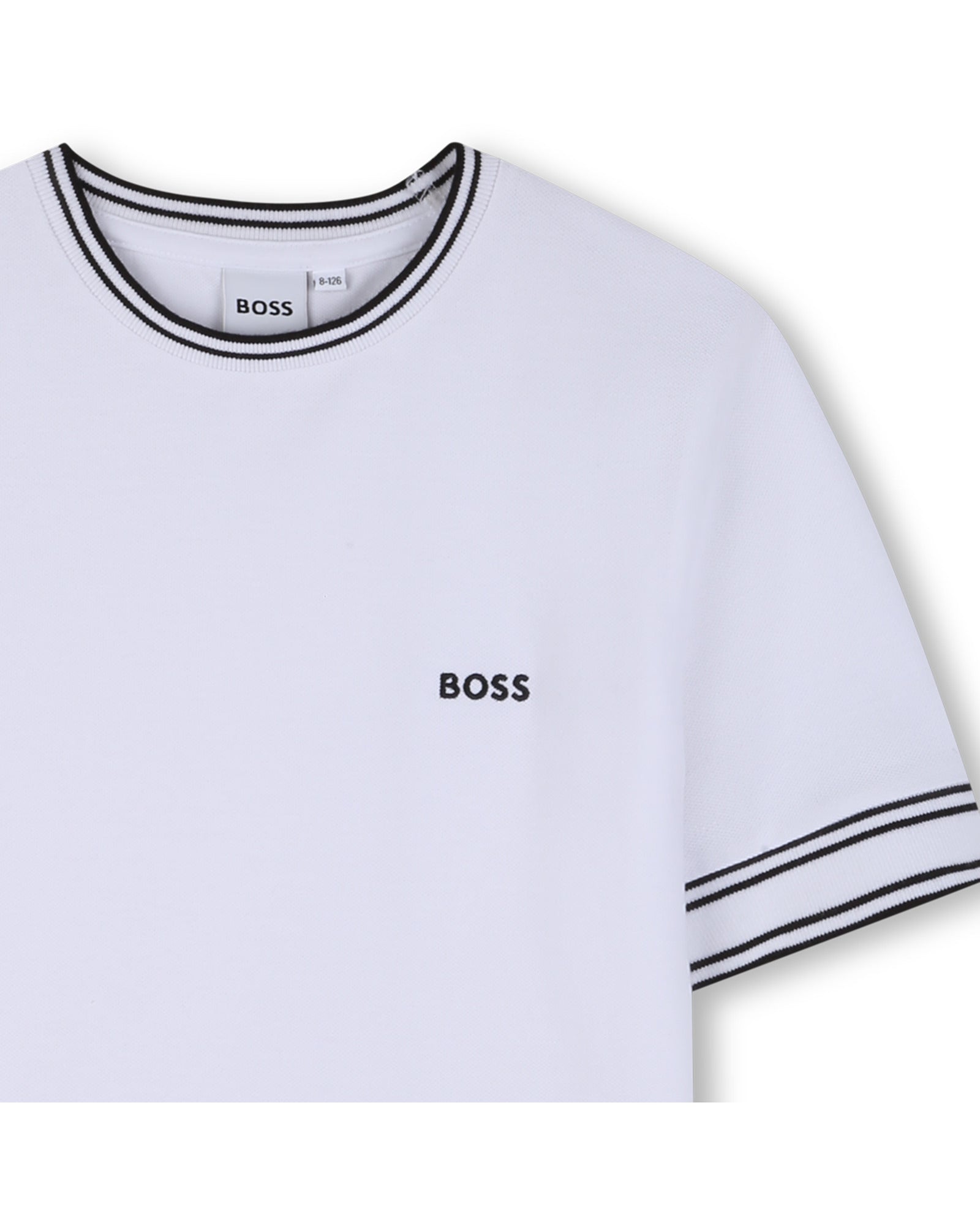 חולצת טישרט BOSS הדפס מסגרת מדורג לילדים BEIGE / 4Y