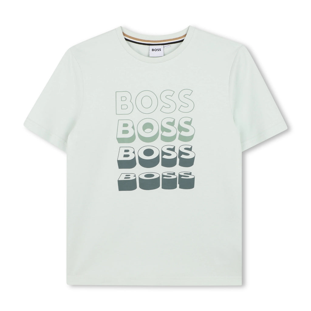 חולצת טישרט BOSS לוגו ענק בחזית לילדים Green / 4Y