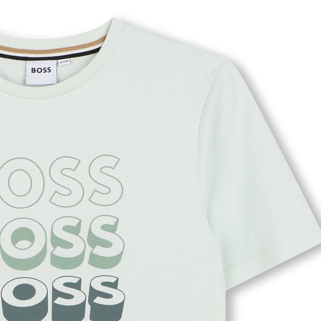 חולצת טישרט BOSS לוגו ענק בחזית לילדים Green / 4Y