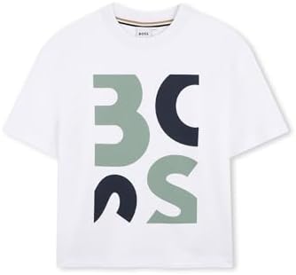 חולצת טישרט BOSS לוגו רחב מודגש לילדים BEIGE / 4Y