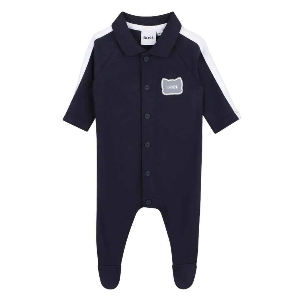 אוברול BOSS מיתוג חזה עדין לתינוקות BLUE / NB