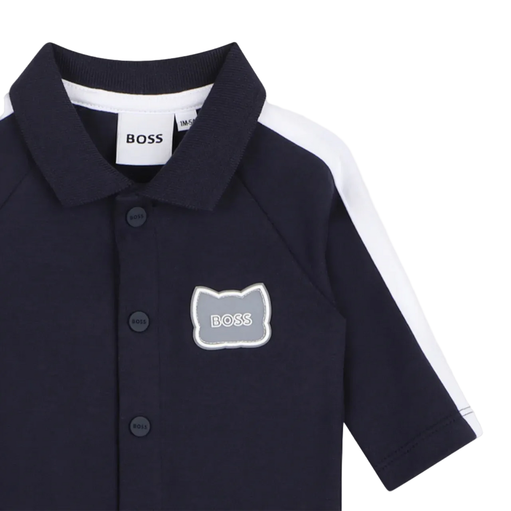 אוברול BOSS מיתוג חזה עדין לתינוקות BLUE / NB