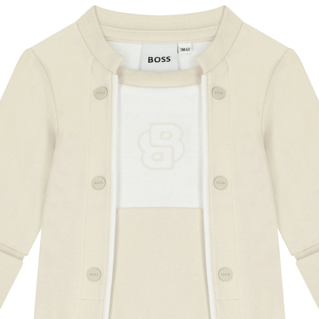 אוברול BOSS קונטרסט נקי לתינוקות BEIGE / NB
