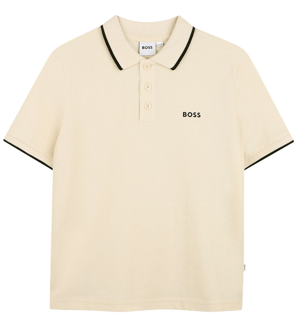 חולצת צווארון BOSS פס לוגו רחב בחזית לילדים BLUE / 4Y