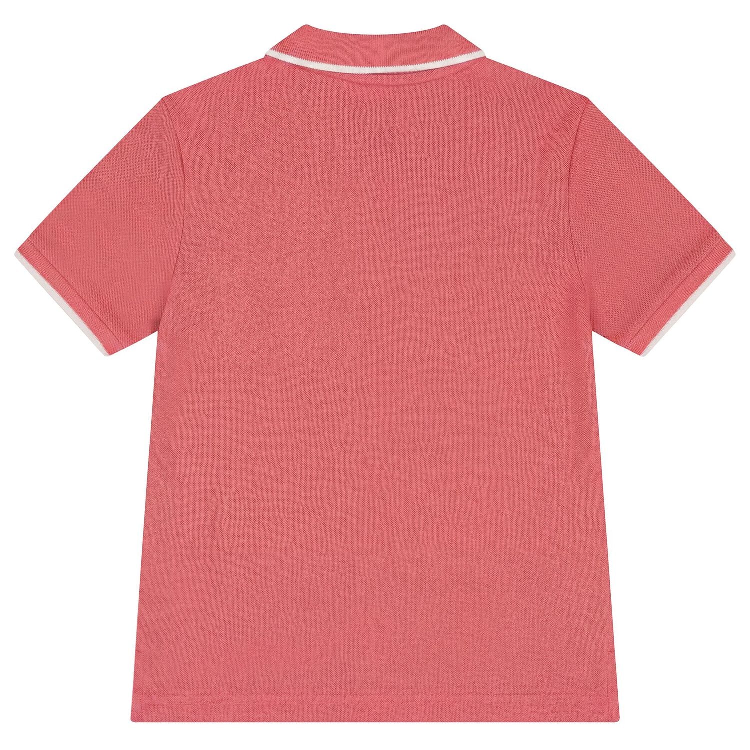 חולצת צווארון BOSS פס לוגו רחב בחזית לילדים Pink / 4Y