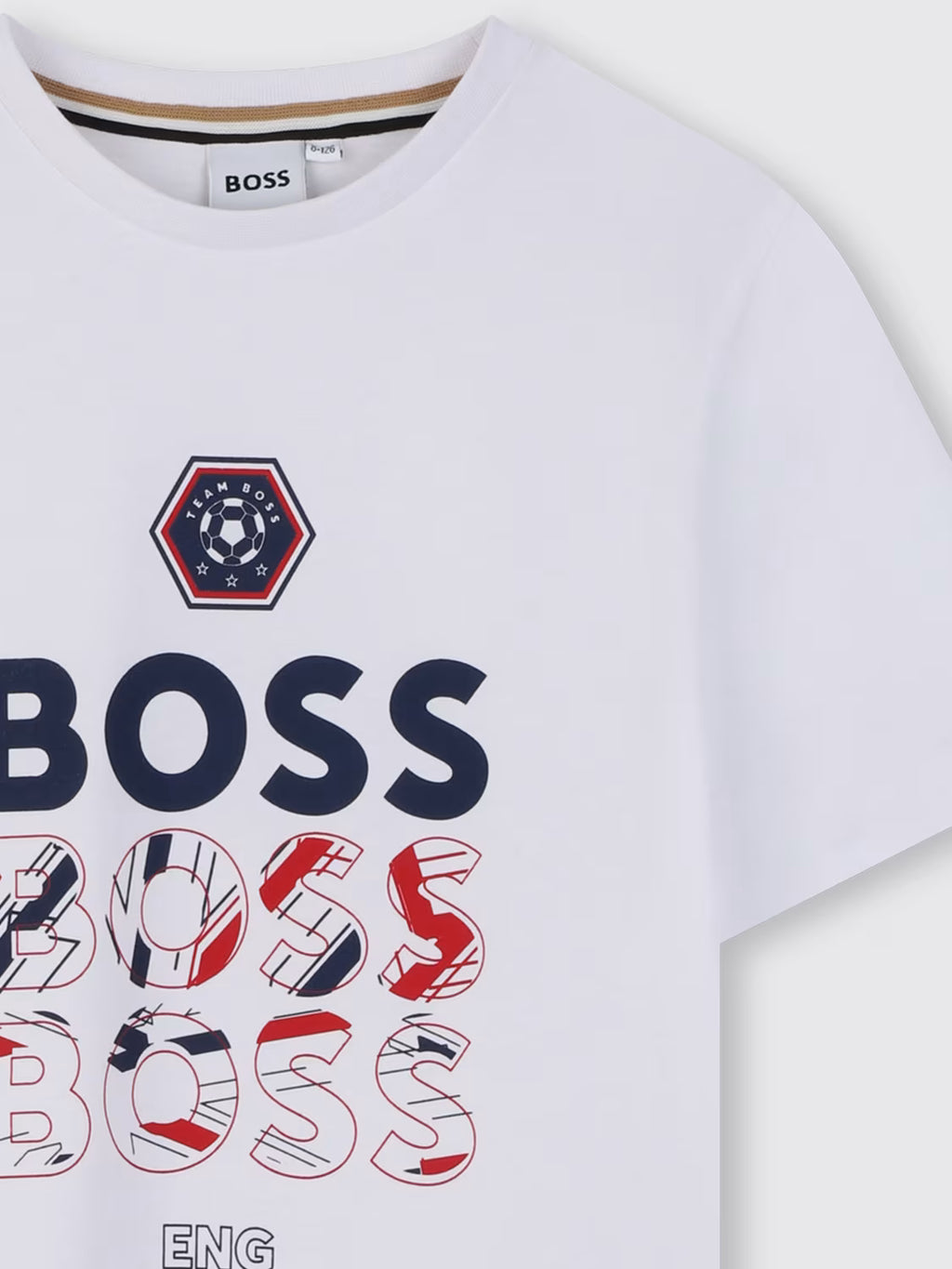 חולצת טישרט BOSS הדפס לוגו מרובע לילדים BEIGE / 4Y