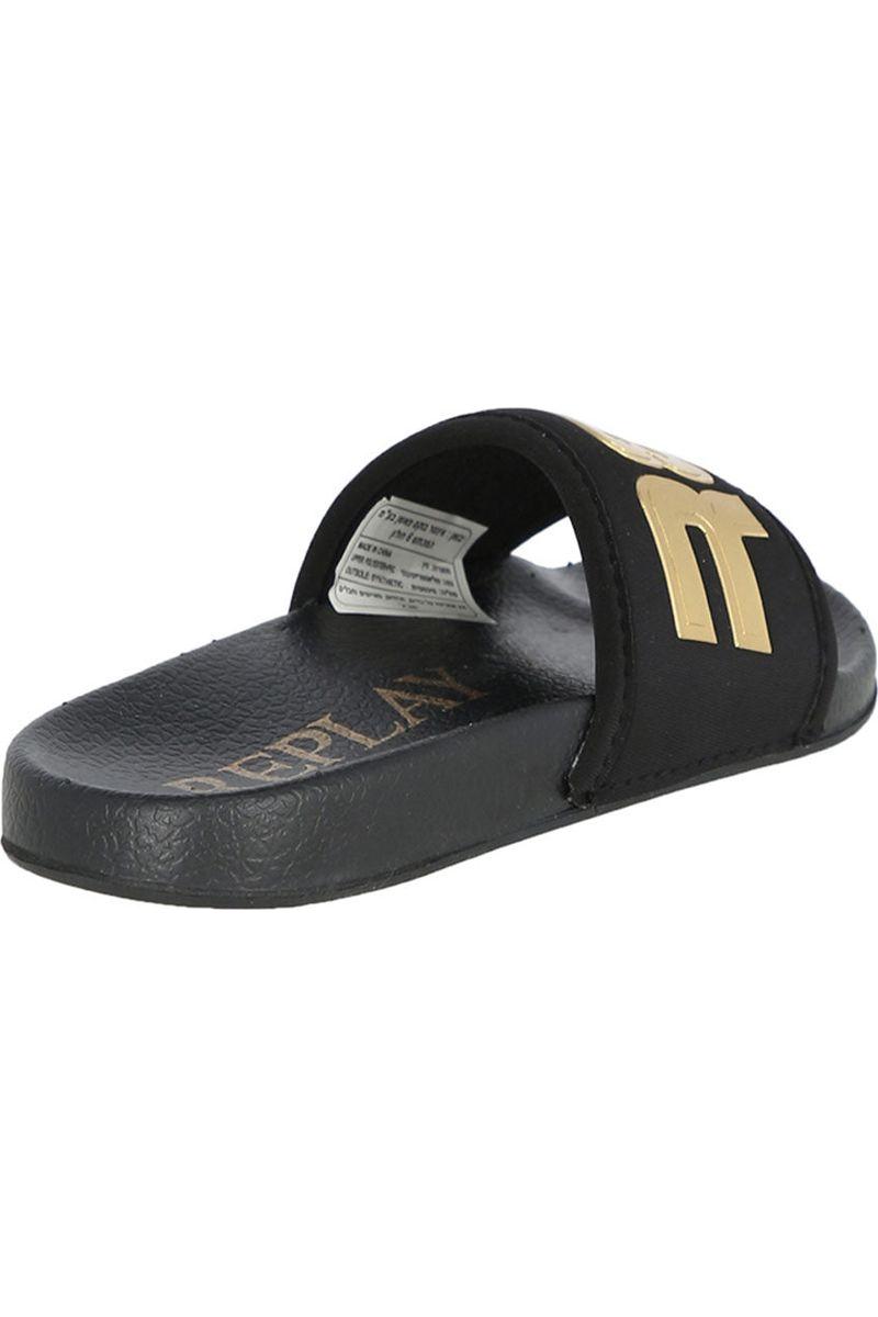 כפכפי Replay SLIDE JR LYCRA כתובית זהב באמצע צבע שחור לילדות