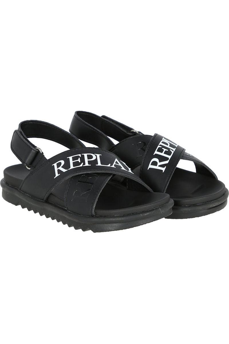 סנדלי Replay כתובית מותג באמצע צבע שחור לילדים