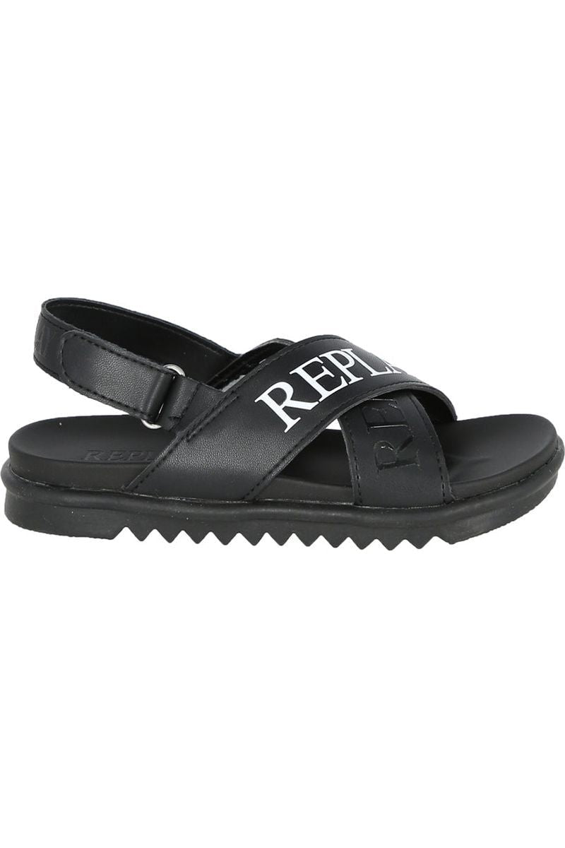 סנדלי Replay כתובית מותג באמצע צבע שחור לילדים