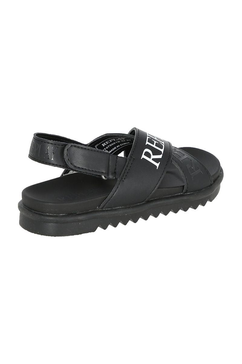 סנדלי Replay כתובית מותג באמצע צבע שחור לילדים