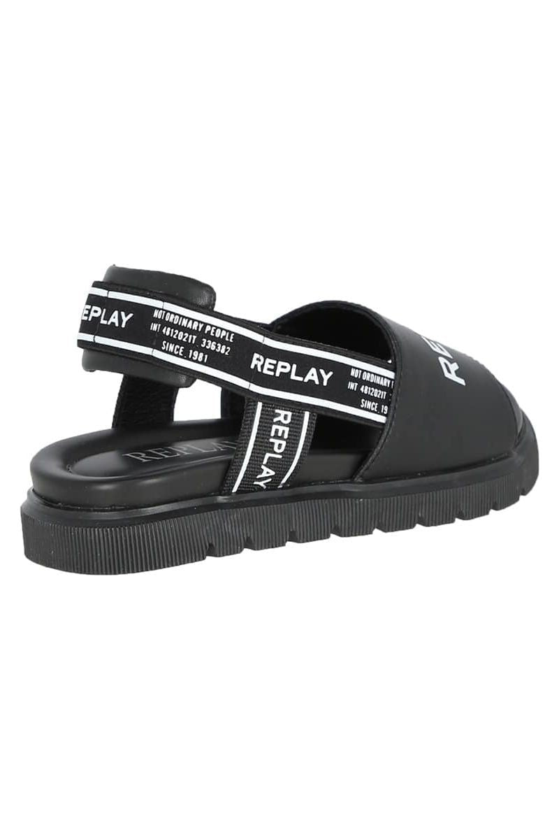 סנדלי Replay GALE כיתוב לבן צבע שחור לילדים