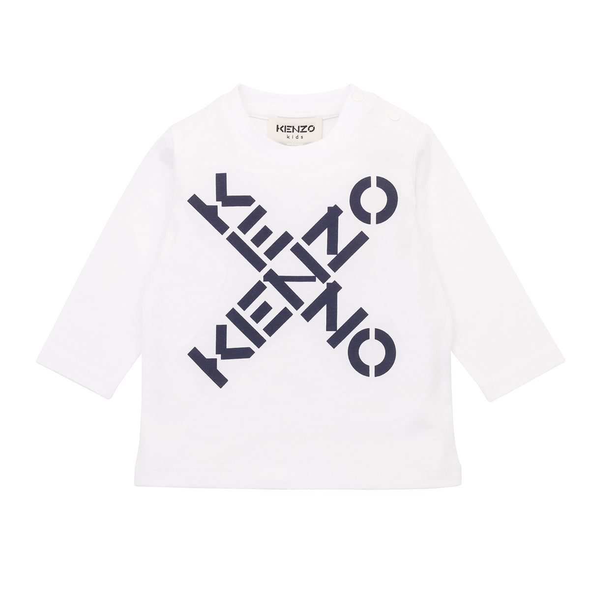 חולצת טישירט שרוול ארוך KENZO הדפס לוגו אותיות לתינוקות