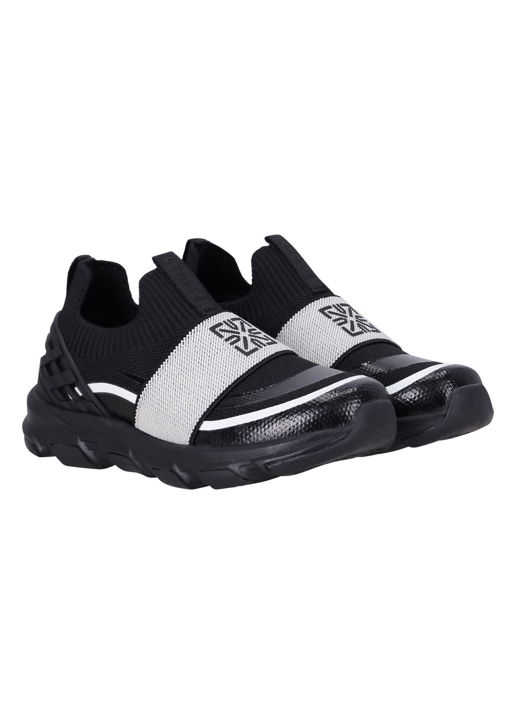 נעלי סניקרס LEVOSE בגפת סריג ורצועה רחבה לילדים BLACK / 28