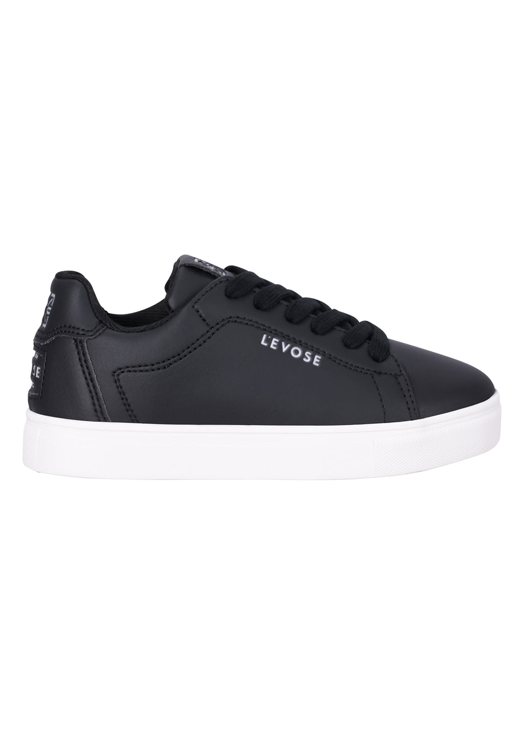נעלי סניקרס LEVOSE עם שרוכים וסוליה לבנה לילדים BLACK / 28