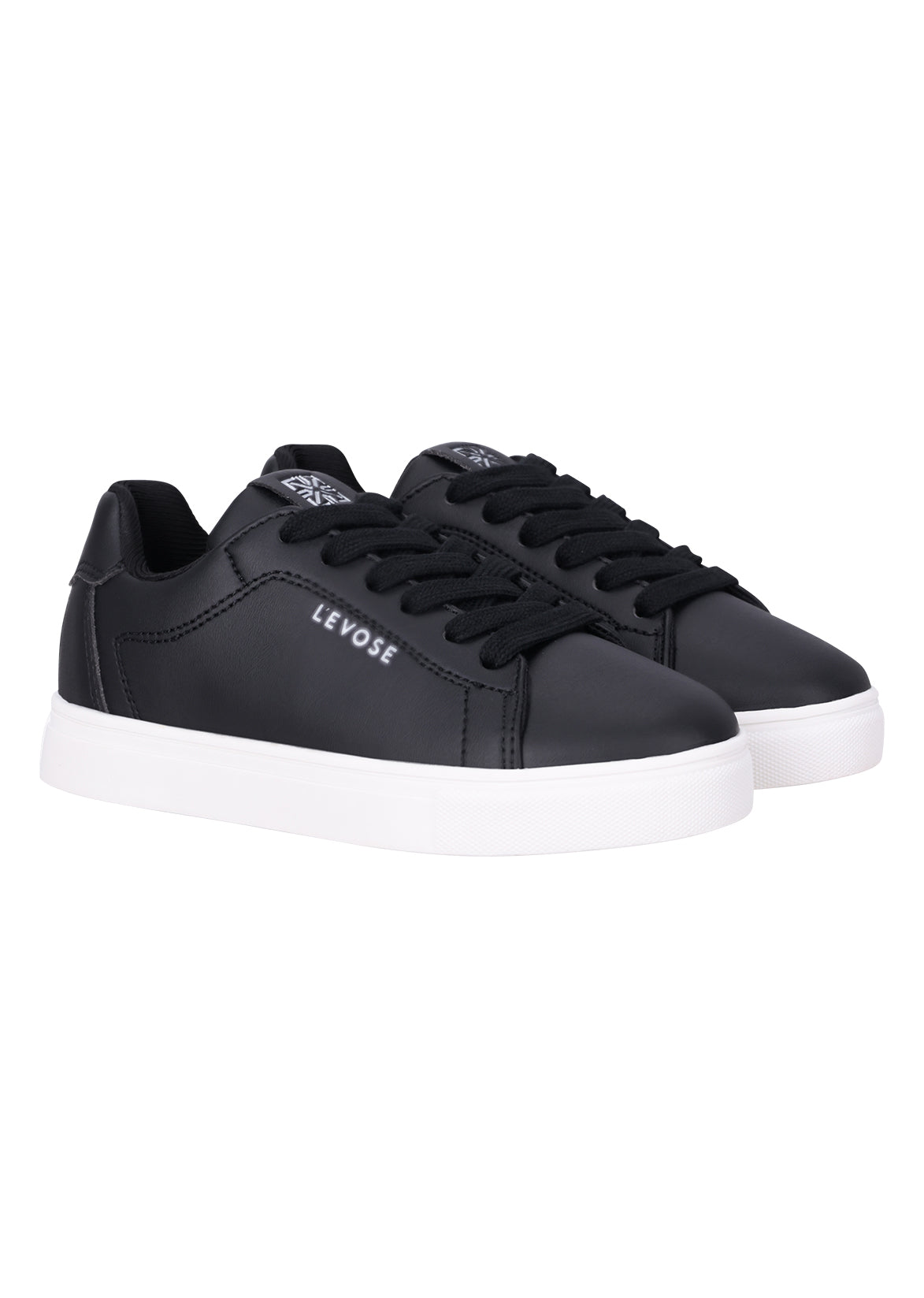 נעלי סניקרס LEVOSE עם שרוכים וסוליה לבנה לילדים BLACK / 28