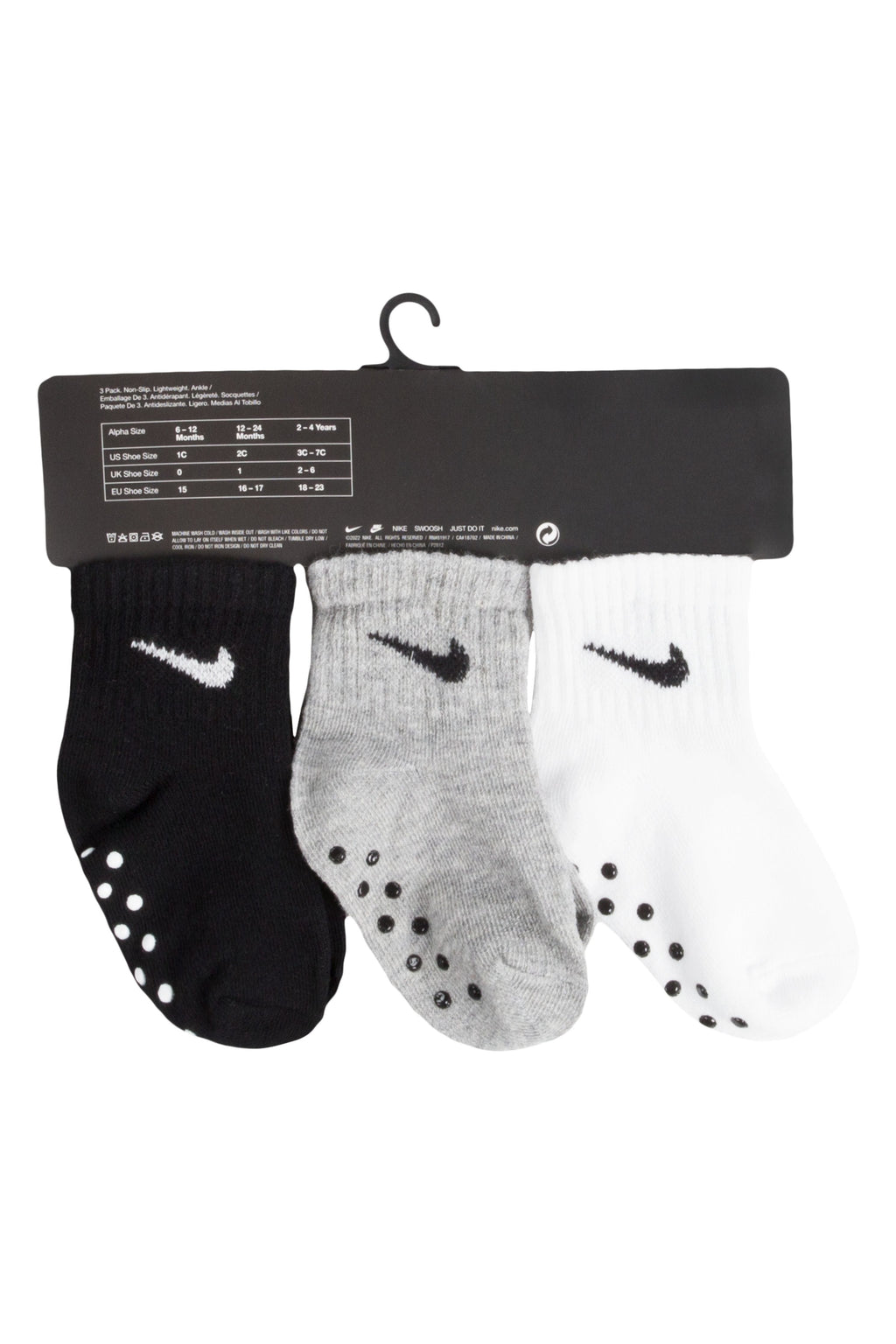 שלישיית גרבי NIKE לוגו מותג לתינוקות BLACK / 6-12M