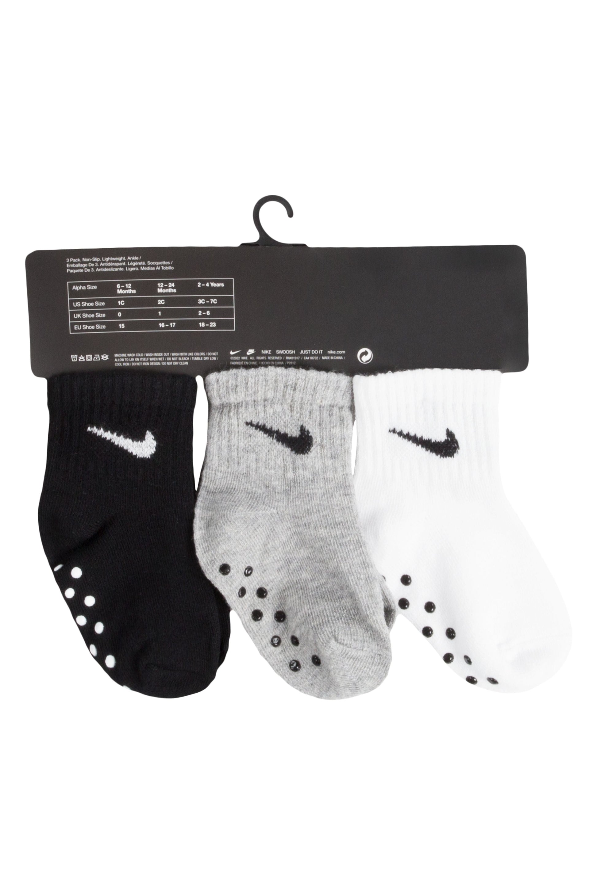 שלישיית גרבי NIKE לוגו מותג לתינוקות BLACK / 6-12M