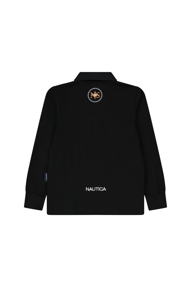 חולצת צווארון NAUTICA לוגו בצד לילדים BLACK / 2Y