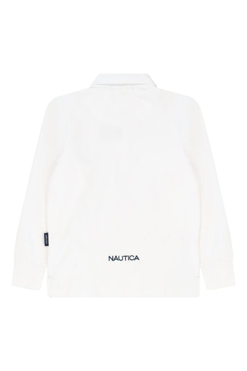 חולצת צווארון NAUTICA לוגו ריבוע בצד לילדים WHITE / 2Y