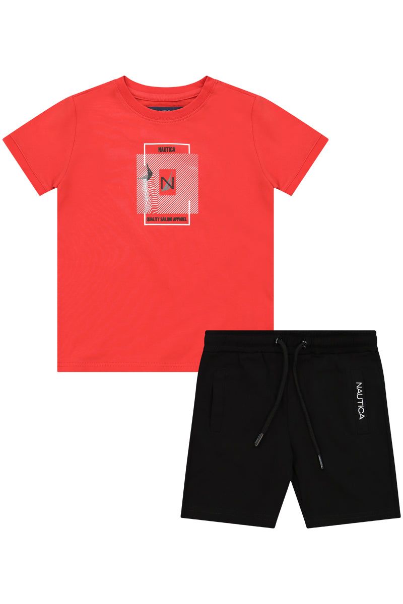 חליפת טריקו NAUTICA ריבוע באמצע לילדים RED / 2Y