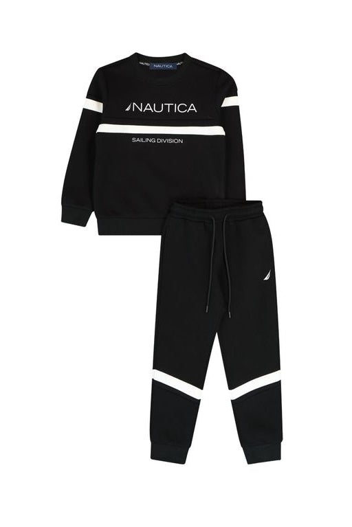 חליפת טרנינג NAUTUCA הדפס באמצע לילדים BLACK / 2Y