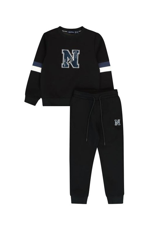 חליפת טרנינג NAUTUCA לוגו N באמצע לילדים BLACK / 2Y