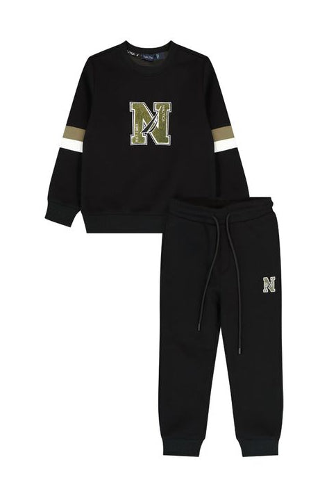 חליפת טרנינג NAUTUCA לוגו N באמצע לילדים BLACK / 2Y