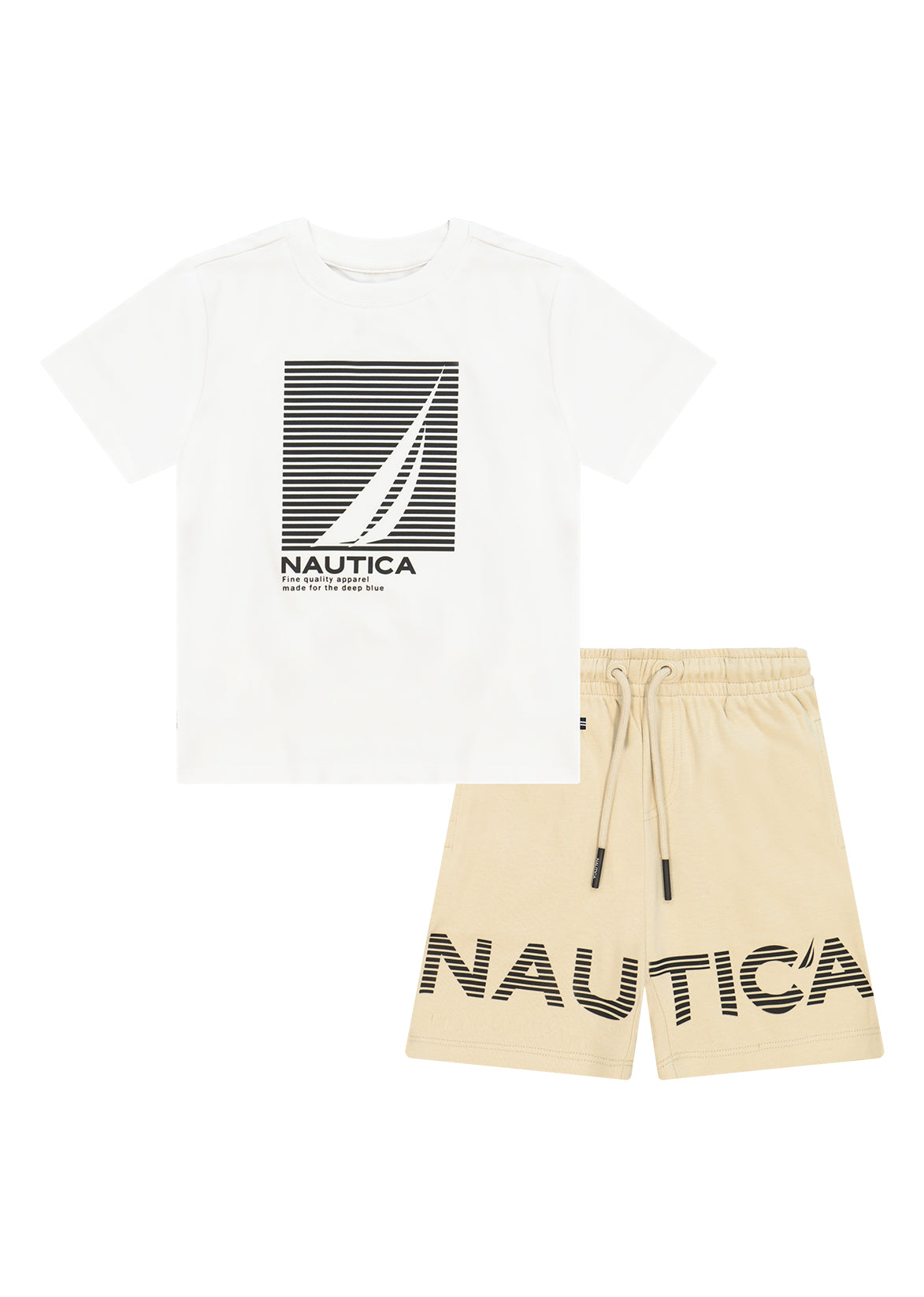 חליפת טריקו NAUTICA בדפוס פסים גרפי לילדים WHITE / 2Y