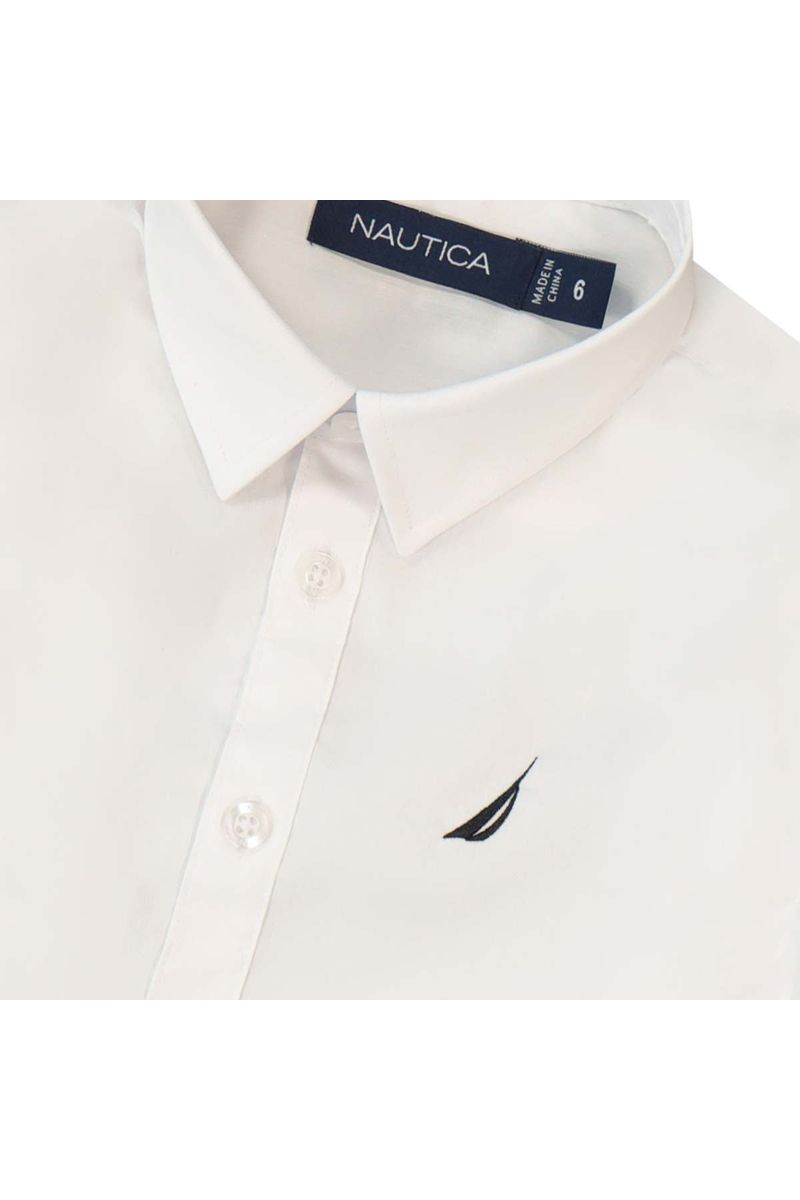 חולצה מכופתרת NAUTICA לוגו מותג בצד לילדים WHITE / 2Y