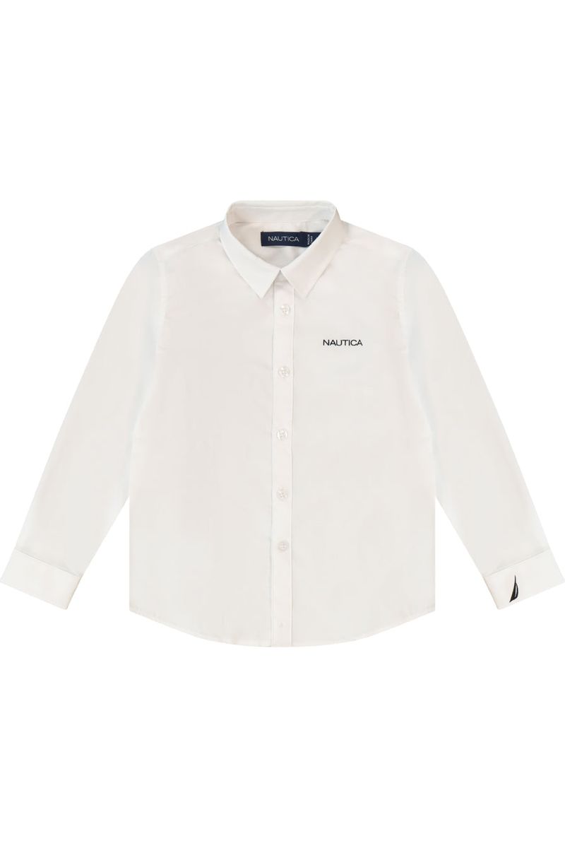 חולצה מכופתרת NAUTICA לוגו מותג בצד לילדים WHITE / 2Y
