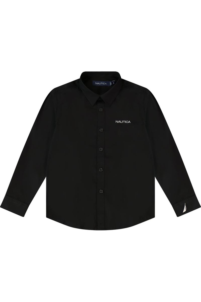 חולצה מכופתרת NAUTICA לוגו מותג בצד לילדים BLACK / 2Y