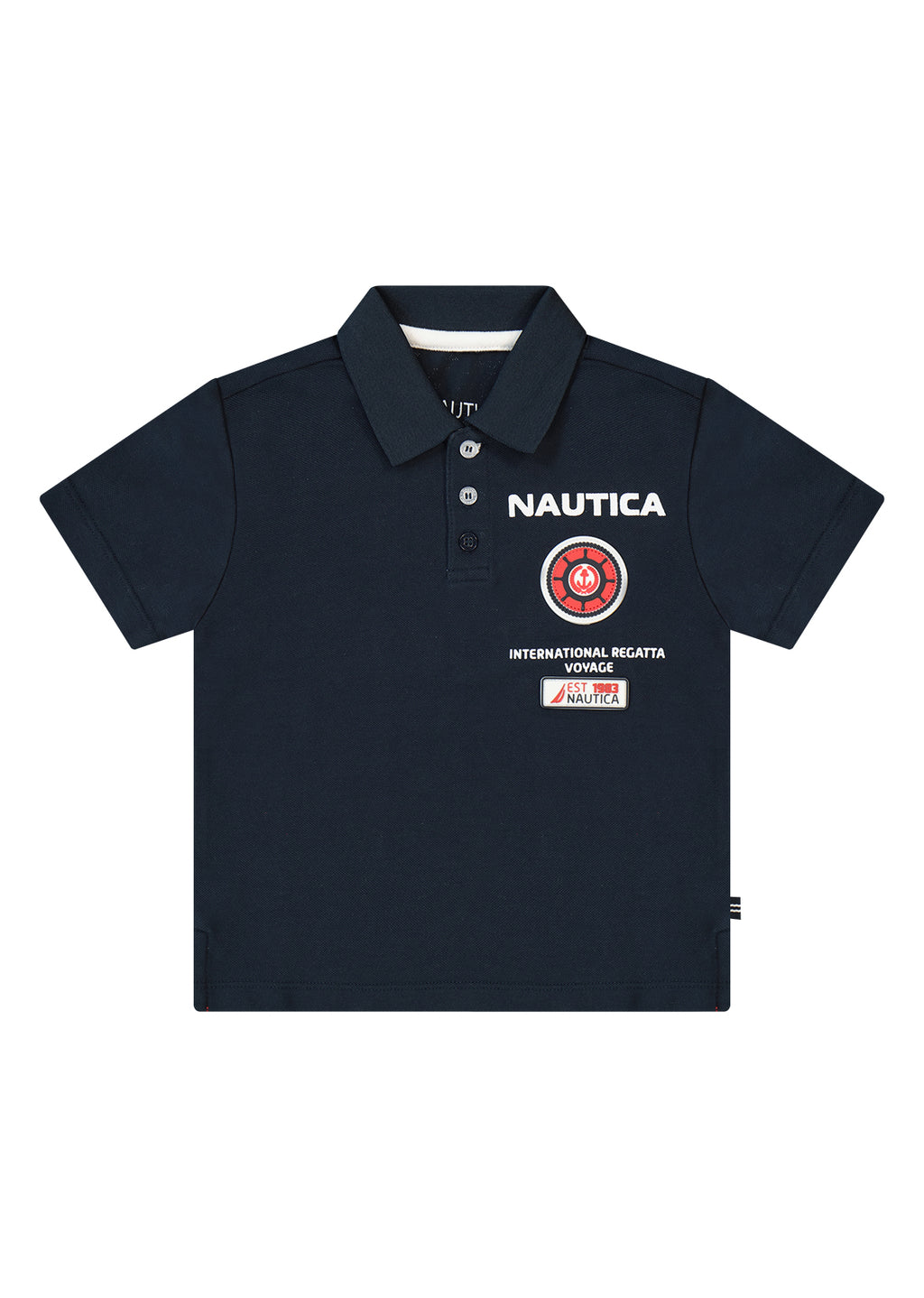 חולצת צווארון NAUTICA בסטייל ימי ופסי קונטרסט לילדים BLUE / 2Y