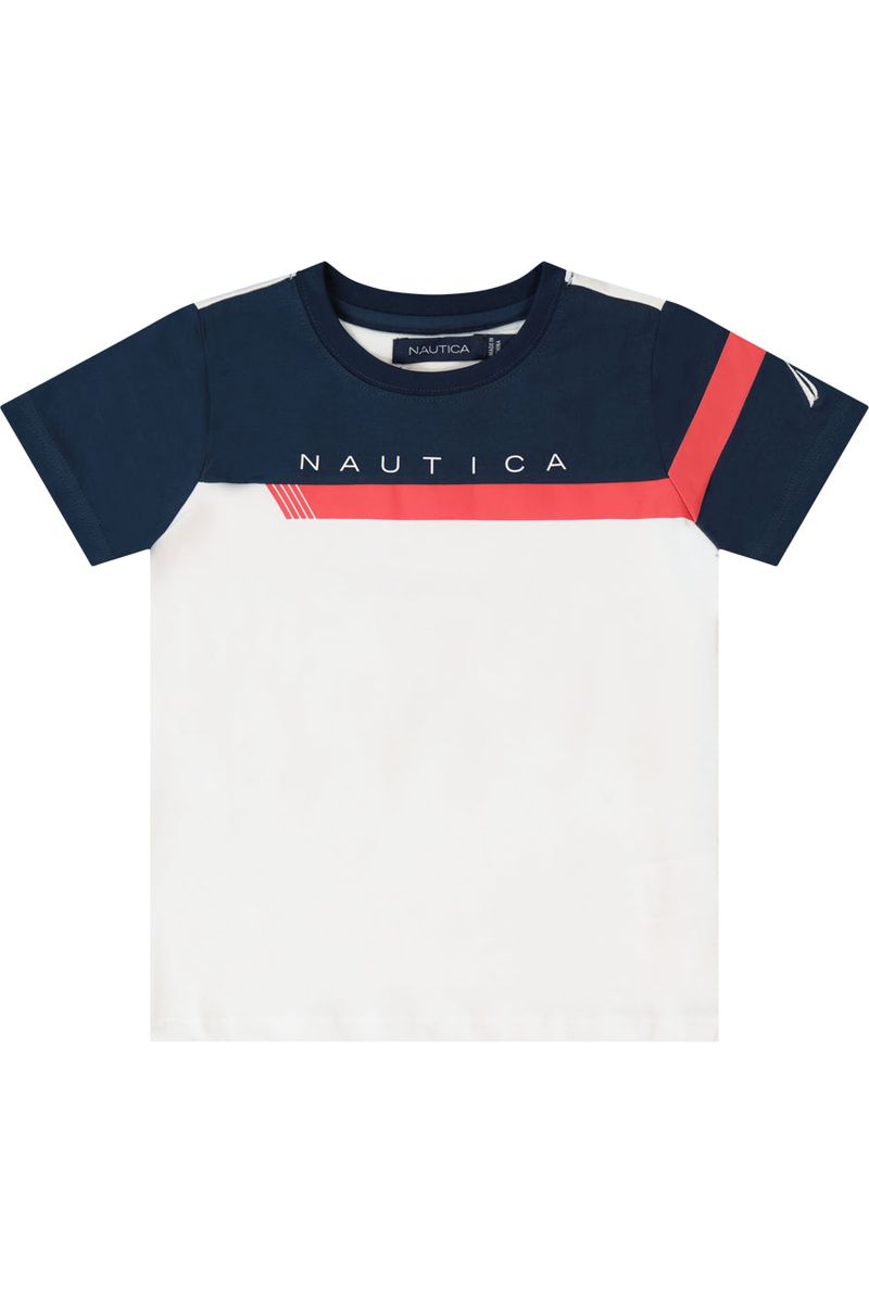 חולצת טישירט NAUTICA פס לילדים WHITE / 2Y