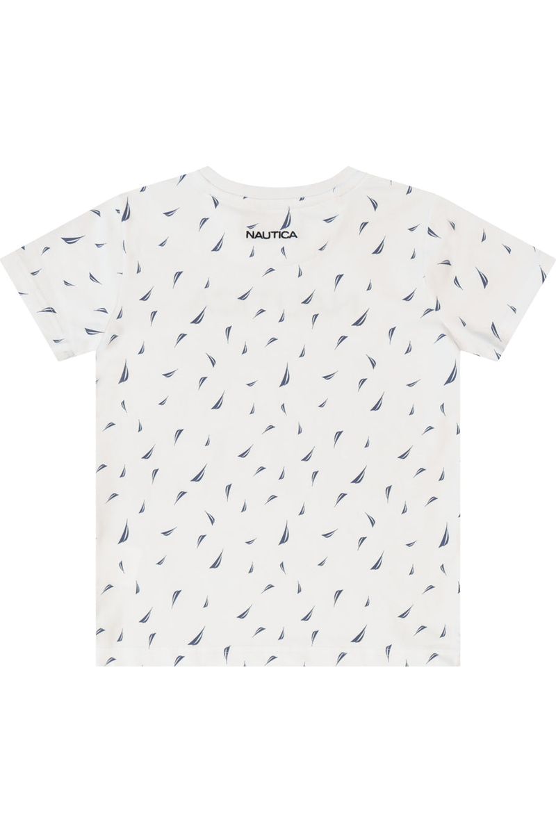 חולצת טישירט NAUTICA לוגו מותג באמצע לילדים WHITE / 2Y