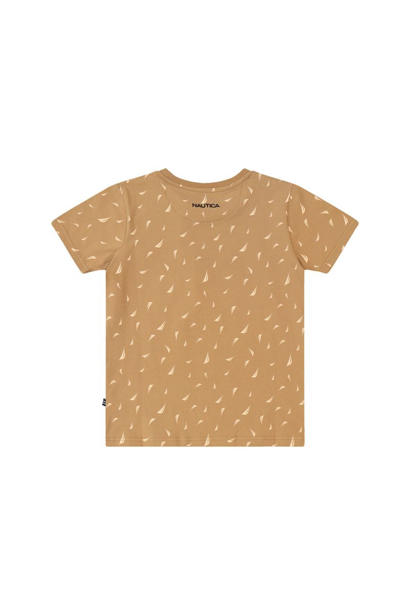 חולצת טישירט NAUTICA לוגו מותג באמצע לילדים BROWN / 2Y