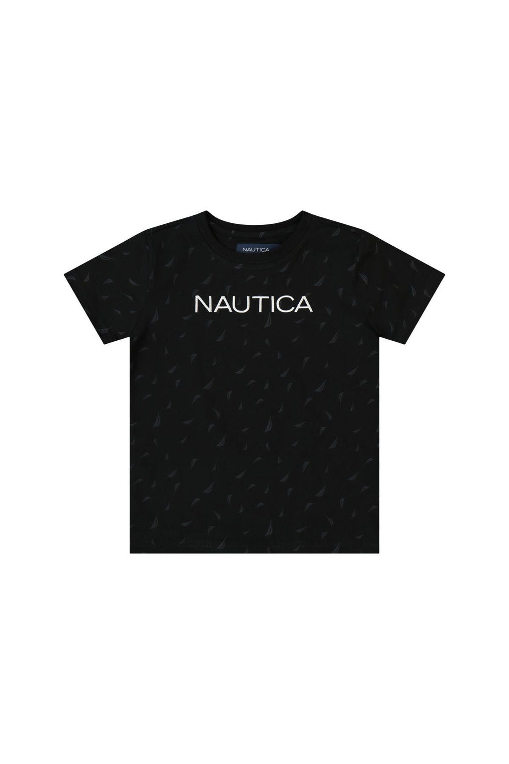 חולצת טישירט NAUTICA לוגו מותג באמצע לילדים BLACK / 2Y