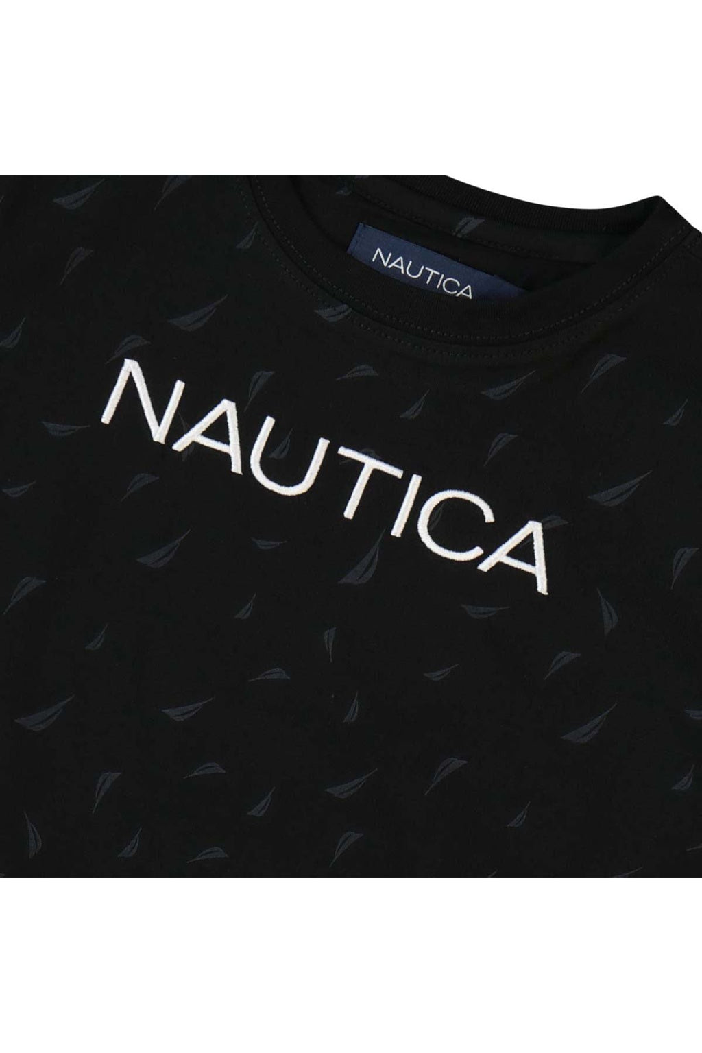 חולצת טישירט NAUTICA לוגו מותג באמצע לילדים BLACK / 2Y